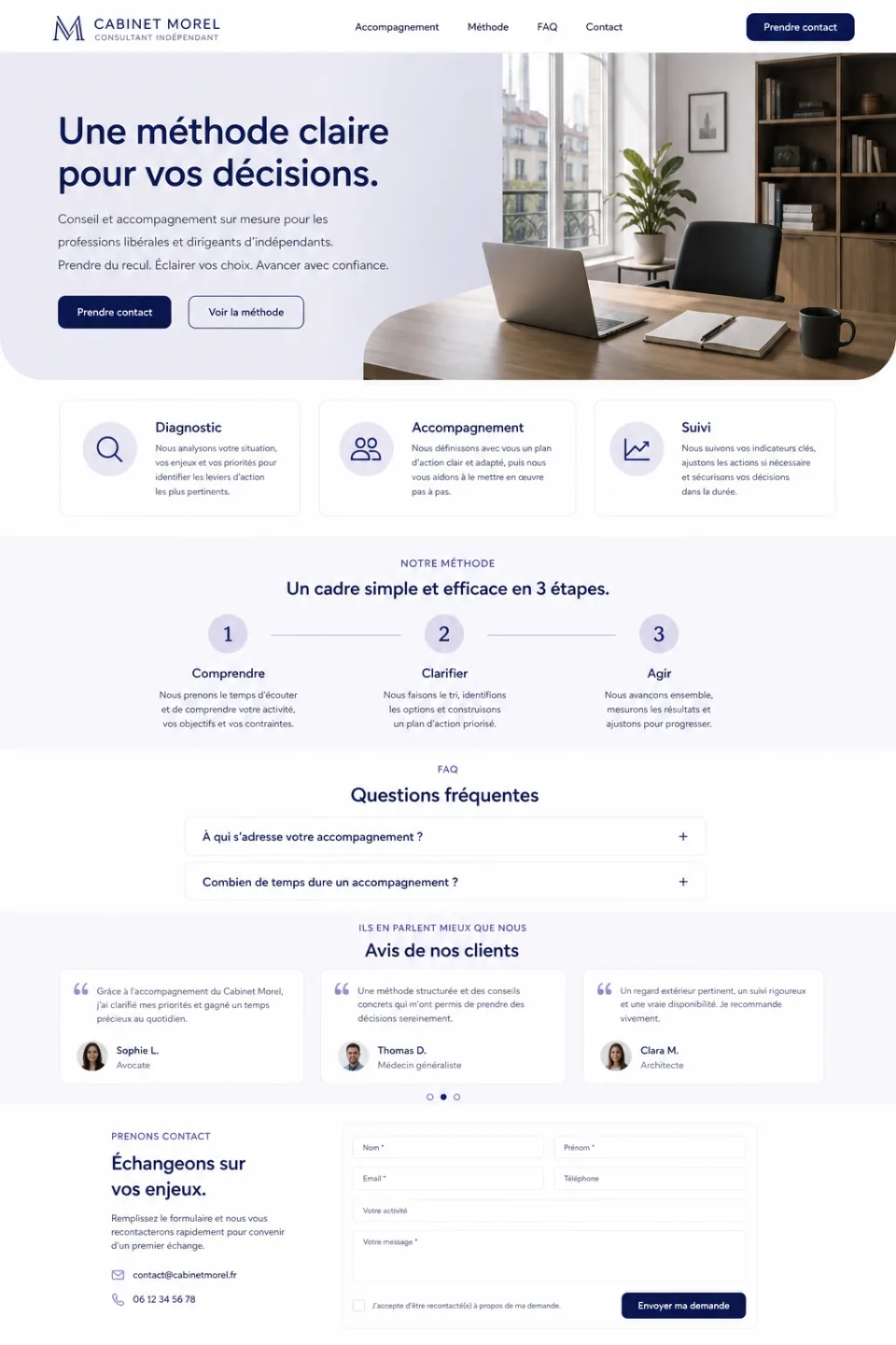 Aperçu du modèle Cabinet — Cabinet Morel, conseil à Lyon