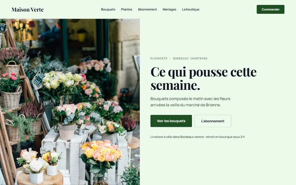 Aperçu du site Maison Verte, fleuriste à Bordeaux